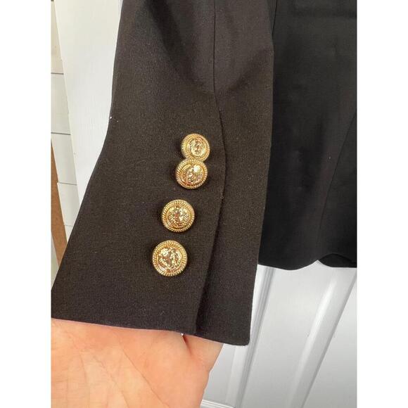 T TAHARI Womens Black Blazer Size 6 Gold Embossed Buttons Classy Jacket - Picture 5 of 10
